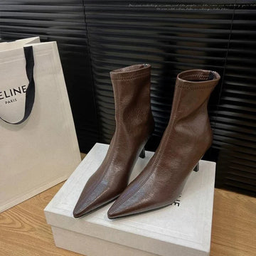 Xajzpa New Style Luxury Women's Fashion Pointed Toe Ankle Boots Women Wedding Party Shoes Winter Autumn Slim Short Ladies Boots